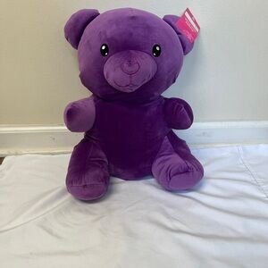 Bear, Purple stuffed, NWT, 16”x11”, no plastic parts, 100% Polyester, cute/soft